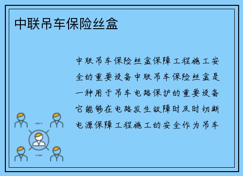 中联吊车保险丝盒