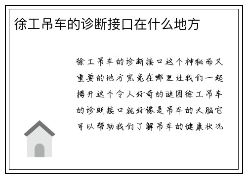 徐工吊车的诊断接口在什么地方