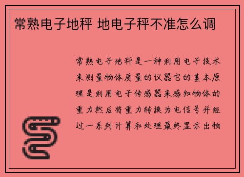 常熟电子地秤 地电子秤不准怎么调